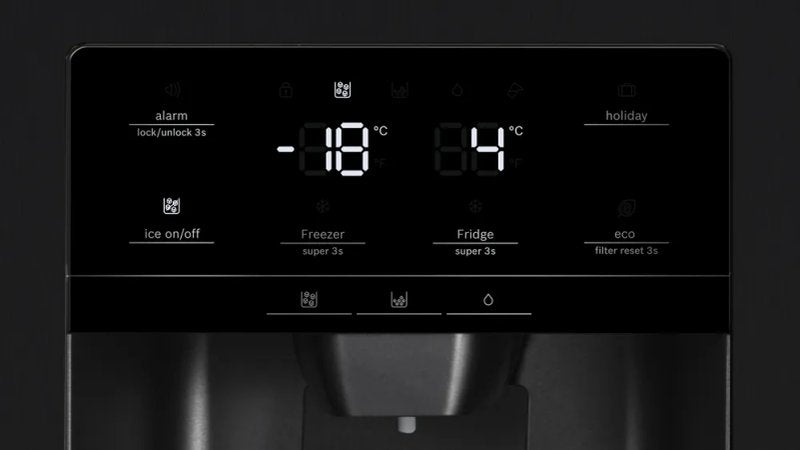 BOSCH side-by-side fridge freezer KAD93ABEP, 562 l, NoFrost, 178.7 x 90.8 cm black