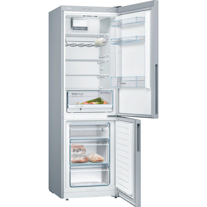 Bosch KGV36VLEAS SER2 FS Fridge-freezer LowFrost, E, 186/60/65cm, 308l(214+94), 39dB, VitaFresh, fan, inox-look