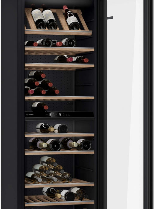 Bosch KWK36ABGA SER6 Wine display case with glass door, G, 186 x 60 x 61 cm, Number of shelves - 10, Capacity for bottles of 750 ml - 199, Temperature range (° C) - 7-19 ° C, 38 dB (A), Number of temperature zones - 2