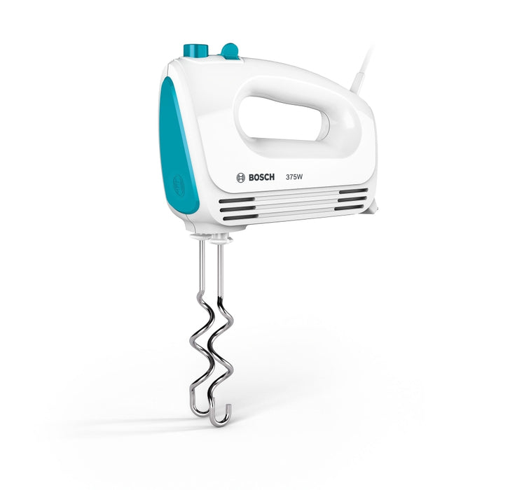 Bosch MFQ2210D, Hand mixer, CleverMixx, 375 W, 4 speed settings, additional pulse/turbo setting, white/blue