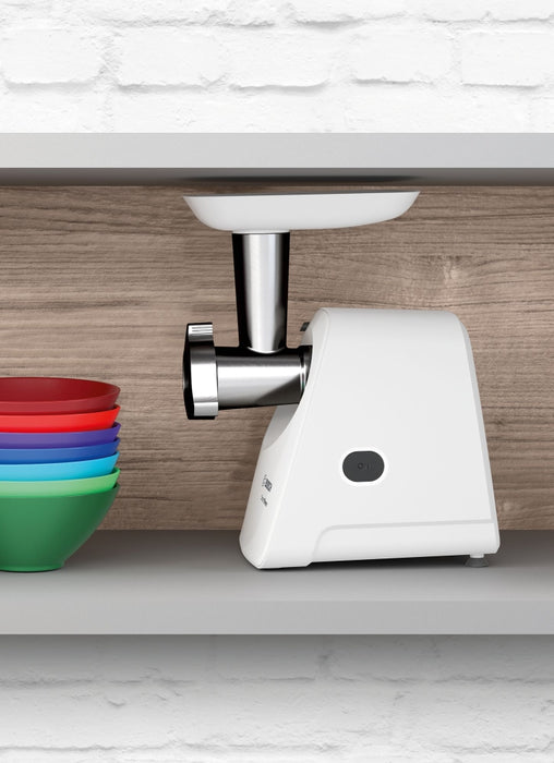 Bosch MFW2520W, Meat mincer, SmartPower Meat mincer from SmartPower range: 1500W, 1,7 kg/min, 2 sieves, 1 sausage horn, kebbe attachment, no reverse, white