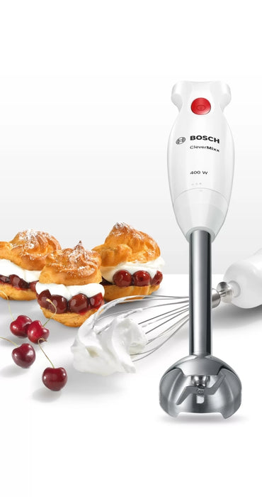 Bosch MSM24500, Blender, CleverMixx, 400 W, Chopper and blender included, Stainless steel whisk, mixing/measuring cup, White