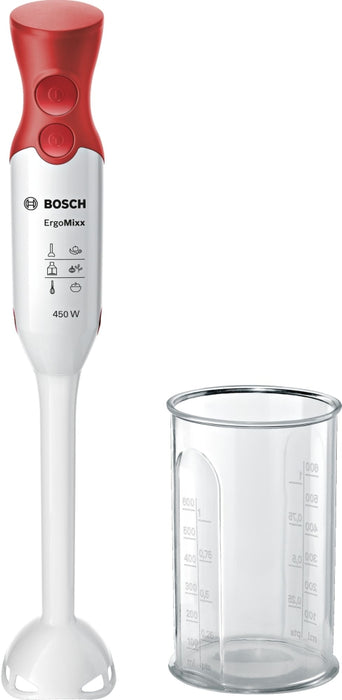 Bosch MSM64010, Blender, ErgoMixx, 450 W, Included transparent jug, White, red