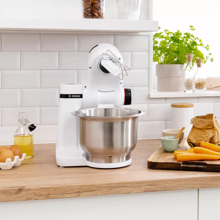 Bosch MUMS2EW40, Kitchen machine, MUM Serie 2, 700 W, add. Meat mincer, Plastic blender, Citrus press, White
