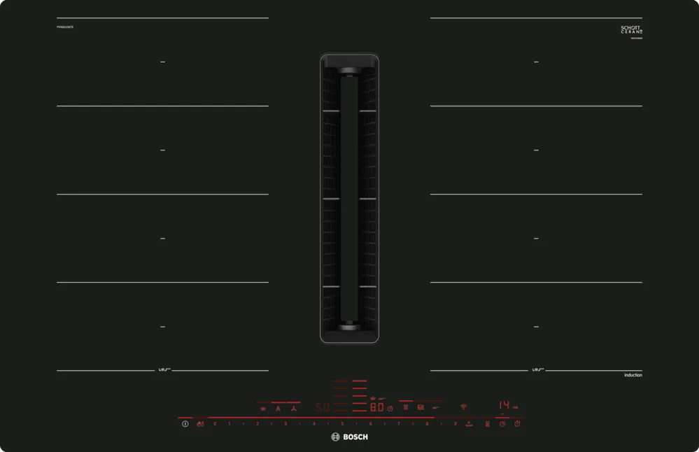 Induction hob with built-in ventilation BOSCH PXX801D67E 80 cm flush mount