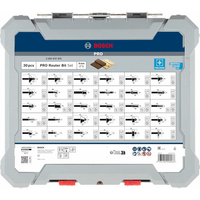 Multipurpose router bit set BOSCH 2607017475 30 Pieces