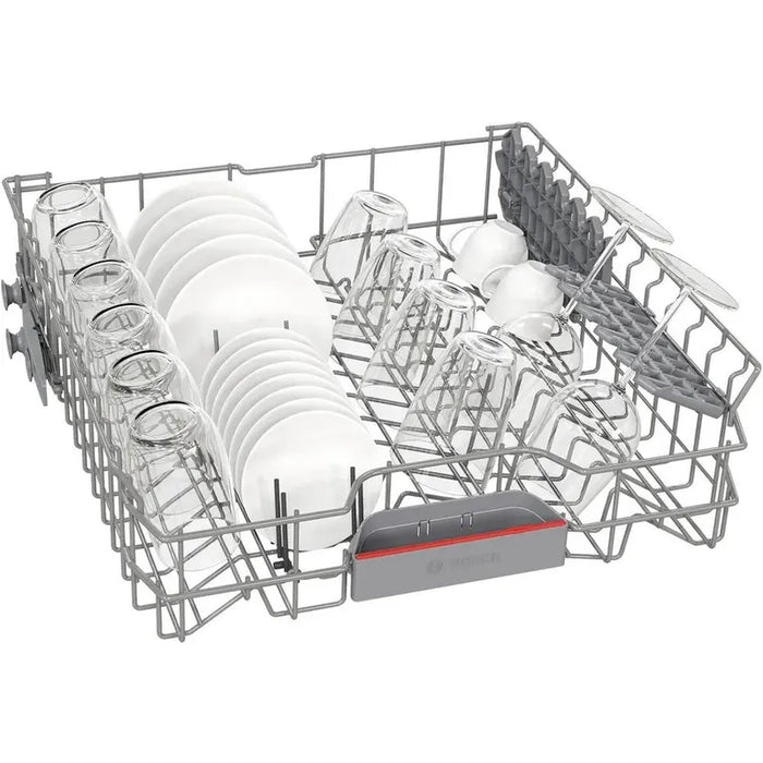 Bosch SMS46KW02E, SER4, Free-standing dishwasher, E, Polinox, 9,5l, 13ps, 6p/4o, 46dB(C), 3rd drawer, Rackmatic, white, w/o HC