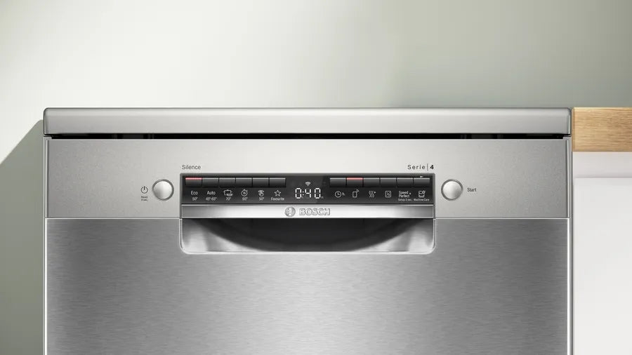 Bosch SMS4HVI03E SER4 Free-standing dishwasher 60cm, D, 9.0 l, 14ps, VarioDrawer,  Display, Rackmatic, 46dB(C), Home Connect, Steel with fingerprint protection