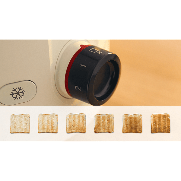 Bosch TAT2M127, MyMoment Compact toaster, 950 W, Auto power off, Defrost and reheat setting, Integrated warming grid, High lift, Cream