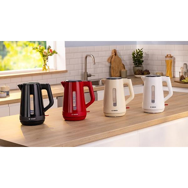 Bosch TWK1M124, MyMoment Plastic Kettle, 2400 W, 1.7 l, Cup indicator, Limescale filter, Triple safety function, Red