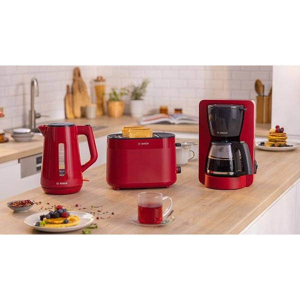 Bosch TWK1M124, MyMoment Plastic Kettle, 2400 W, 1.7 l, Cup indicator, Limescale filter, Triple safety function, Red