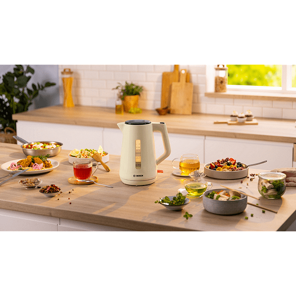 Bosch TWK1M127, MyMoment Plastic Kettle, 2400 W, 1.7 l, Cup indicator, Limescale filter, Triple safety function, Cream