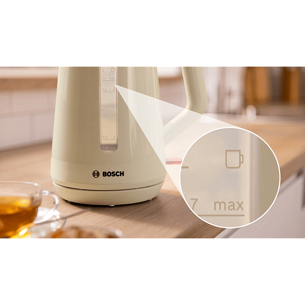 Bosch TWK1M127, MyMoment Plastic Kettle, 2400 W, 1.7 l, Cup indicator, Limescale filter, Triple safety function, Cream
