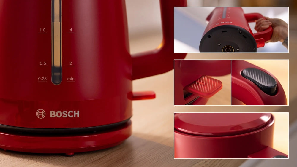 Bosch TWK3M124, MyMoment Plastic Kettle, 2400 W, 1.7 l, Cup indicator, Limescale filter, Triple safety function, Red