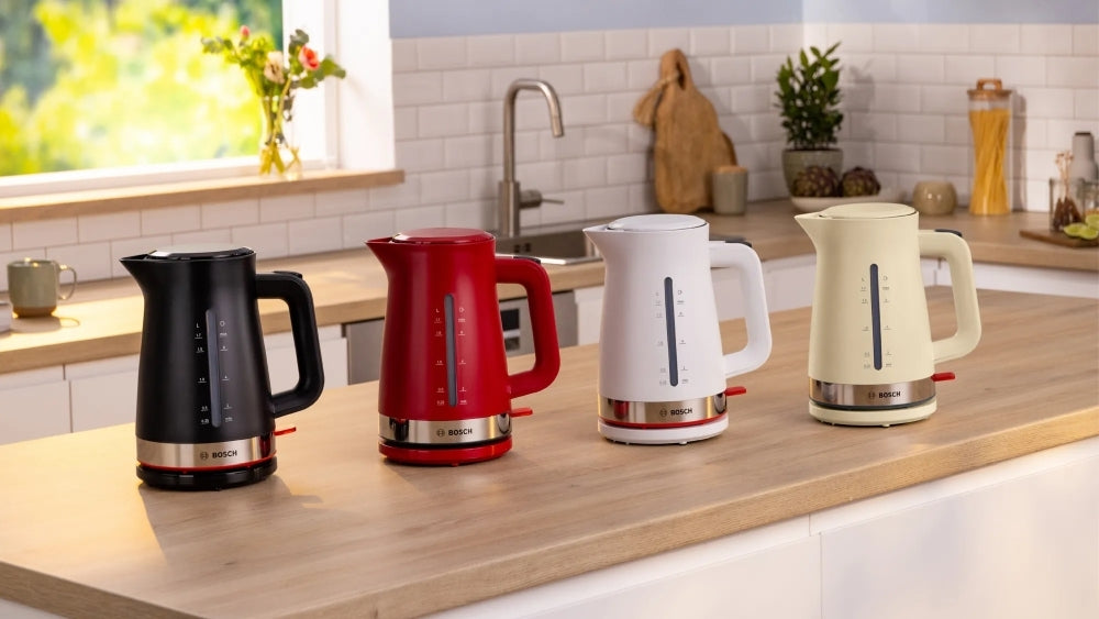 Bosch TWK4M221, MyMoment Plastic Kettle, 2400 W, 1.7 l, Interior light, Cup indicator, Limescale filter, Triple safety function, White