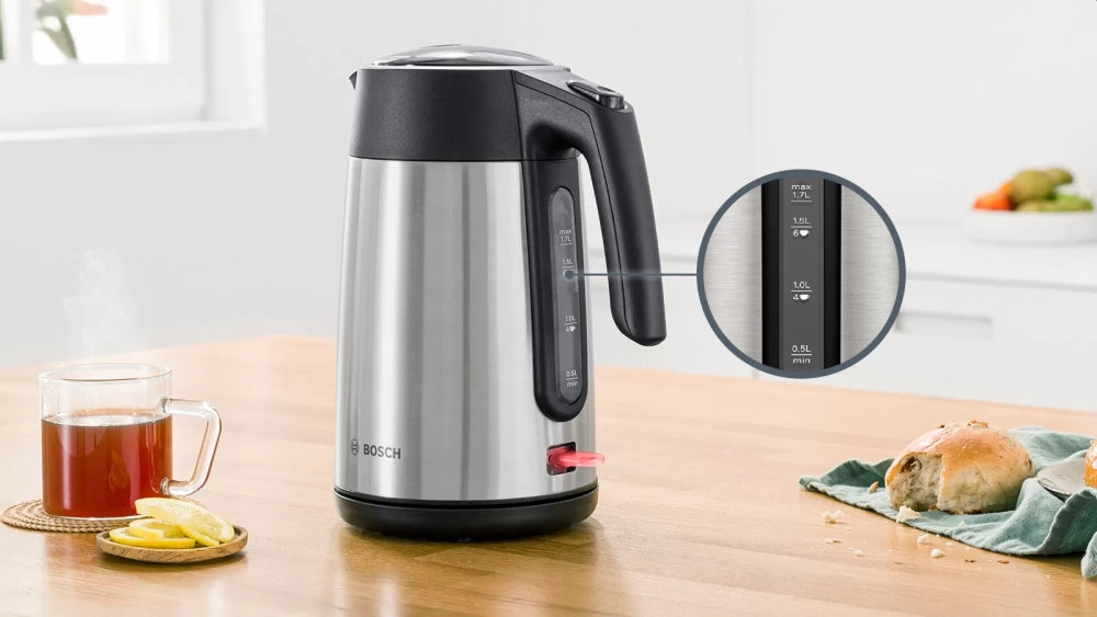 Bosch TWK7L460, Kettle, 2000-2400 W, 1.7 l,  Cup indicator, Triple safety function, Stainless steel