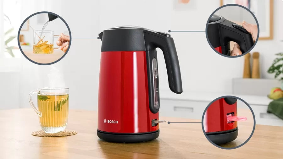 Bosch TWK7L464, Kettle, 2400 W, 1.7 l, Red