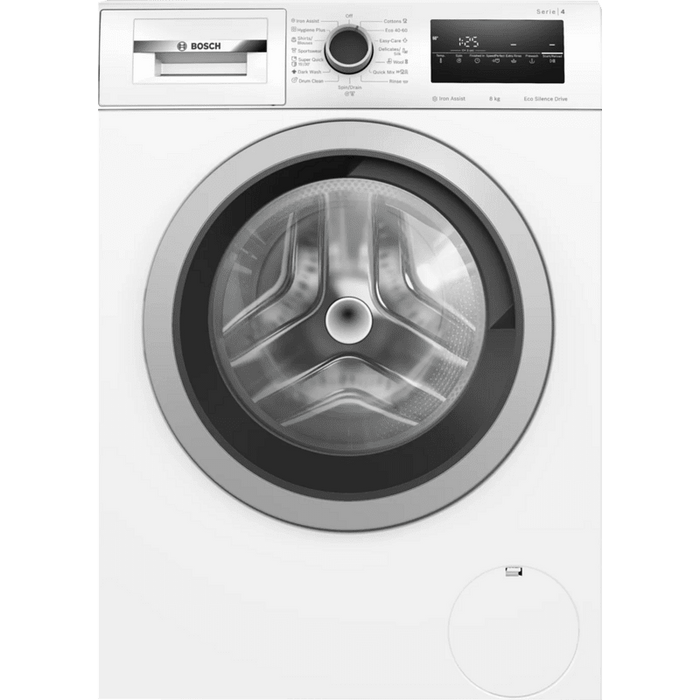 Bosch WAN24266BY SER4 Washing machine 8kg, A, 1200rpm, 51/72dB(A), Iron Assist, waveDrum 65l, 7 options, Rinse Plus, silver-blackgrey door