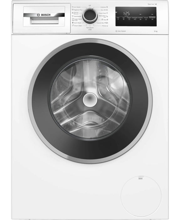 Bosch WAN2826NBY, SER4, Washing machine 9kg, A, 1400rpm, 51/72dB(A), Iron Assist, waveDrum 65l, 7 options, Rinse Plus, silver-blackgrey door