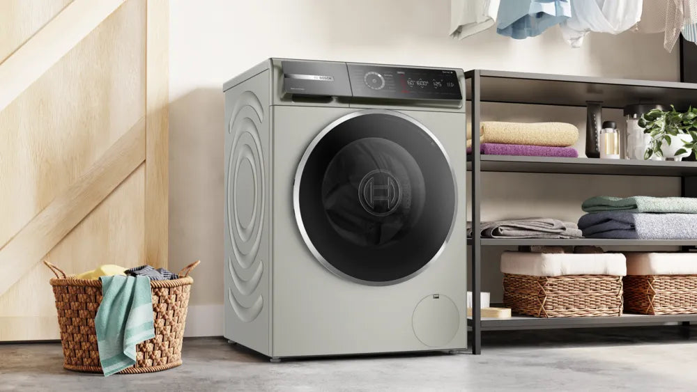 Washing machine BOSCH WGB2560X1, 10 kg, 1600 rpm. Silver stainless steel