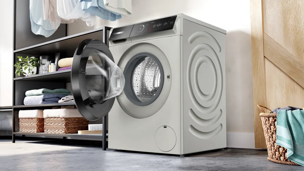 Washing machine BOSCH WGB2560X1, 10 kg, 1600 rpm. Silver stainless steel