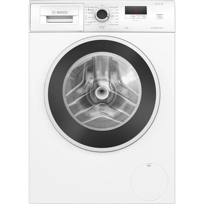 Bosch WGE03200BY, SER2, Washing machine 8kg, A, 1200rpm, 51/71dB(A), waveDrum 65l, 4 options, SpeedPerfect, Hygiene+, Jeans/dark wash, white-blackgrey door