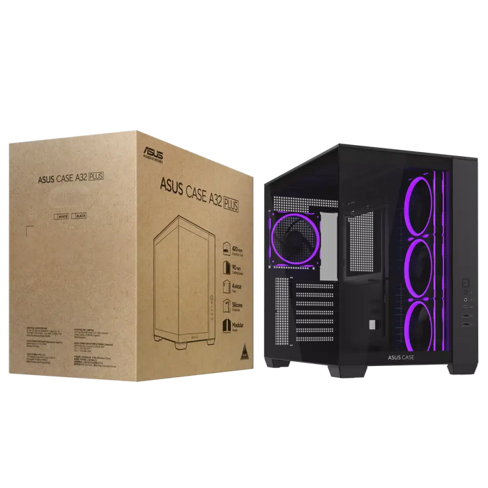Box ASUS A32 PLUS Tempered Glass + 4 ARGB Fans - Black - Кутии за компютри<<<Компютърни компоненти<<<ValiAPI