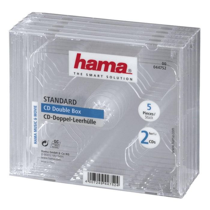 Box for CD/DVD HAMA Double Jewel Case transparent 5 pcs. in a package - Класьори за CD DVD<<<Офис продукти<<<ValiAPI