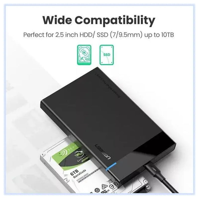 BOX FOR HDD/SSD 2.5 WITH USB-C PORT UGREEN - Компютърни аксесоари и компоненти<<<Компютърна периферия<<<AmperelB2B