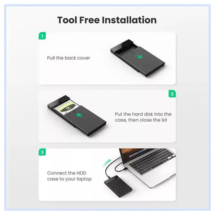 BOX FOR HDD/SSD 2.5 WITH USB-C PORT UGREEN - Компютърни аксесоари и компоненти<<<Компютърна периферия<<<AmperelB2B