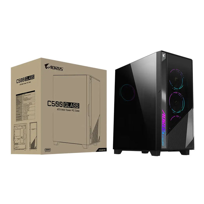 Box Gigabyte AORUS AC500 ST Tempered Glass RGB Fusion 2.0 Mid Tower - Кутии за компютри<<<Компютърни