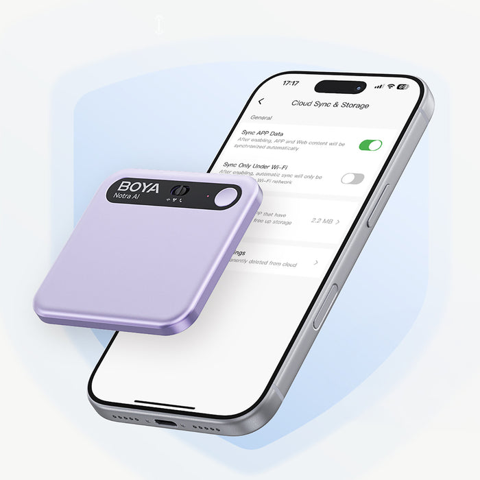 BOYA Notra Voice Recorder with AI Transcription - Purple