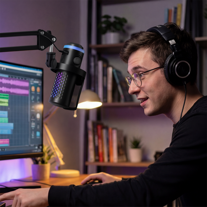 BOYA CastMic G40B Wired Gaming Microphone with Arm, USB-C - Black