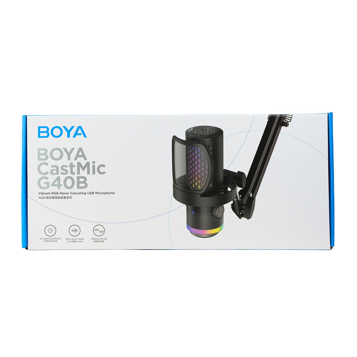BOYA CastMic G40B Wired Gaming Microphone with Arm, USB-C - Black