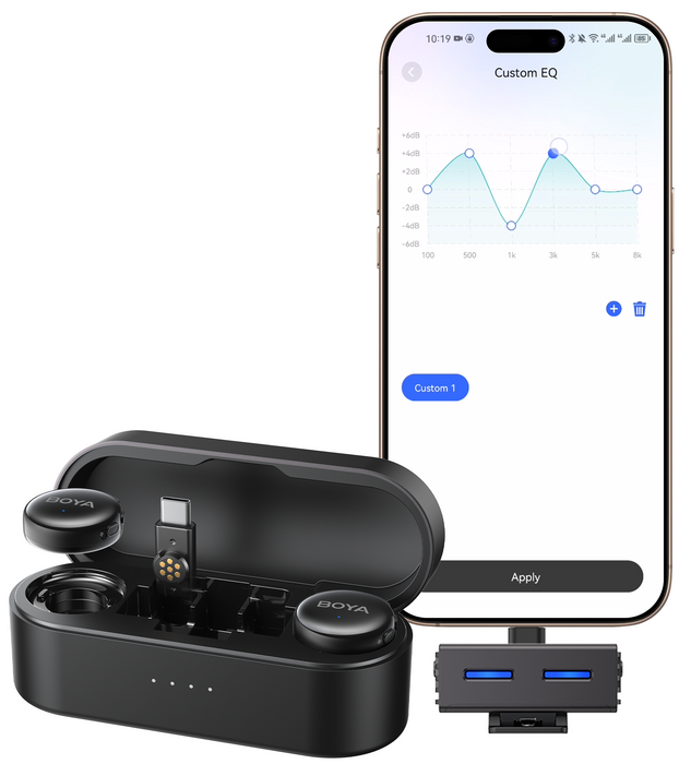 Wireless microphone system BOYA BOYALINK 3-01 with lightning+USB-C +3.5mm TRS plug