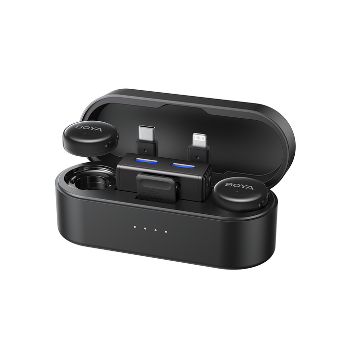 Wireless microphone system BOYA BOYALINK 3-01 with lightning+USB-C +3.5mm TRS plug