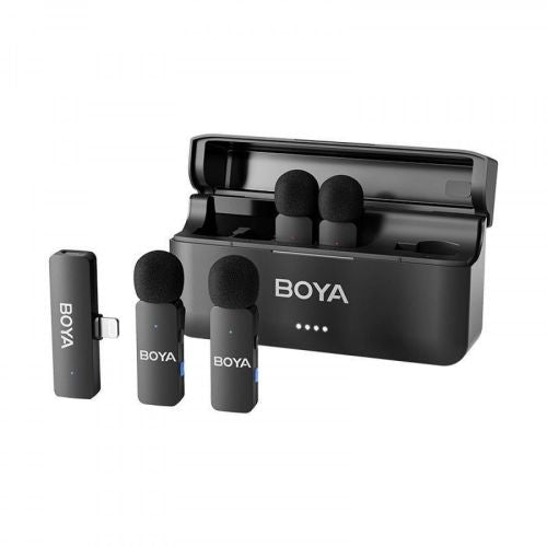 BOYA Microphone Wireless BY-V4 2.4GHz with 4 transmitters and 1 receiver (Lightning) Black EU