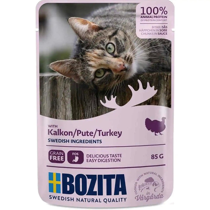 BOZITA Meat chunks in sauce with turkey – wet cat food – 85g