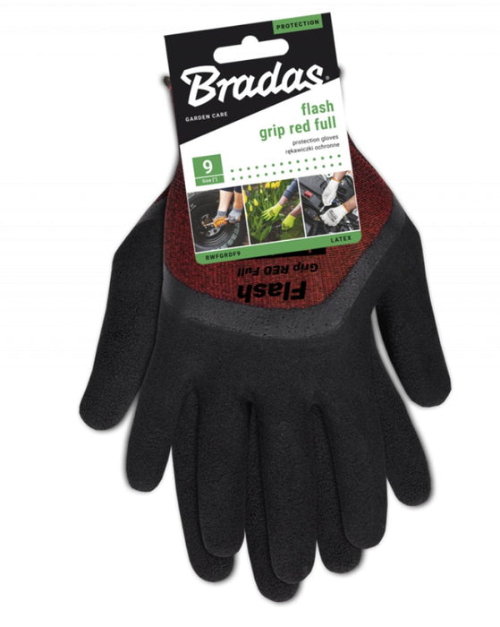 GLOVES FLASH GRIP RED FULL LATEX 10