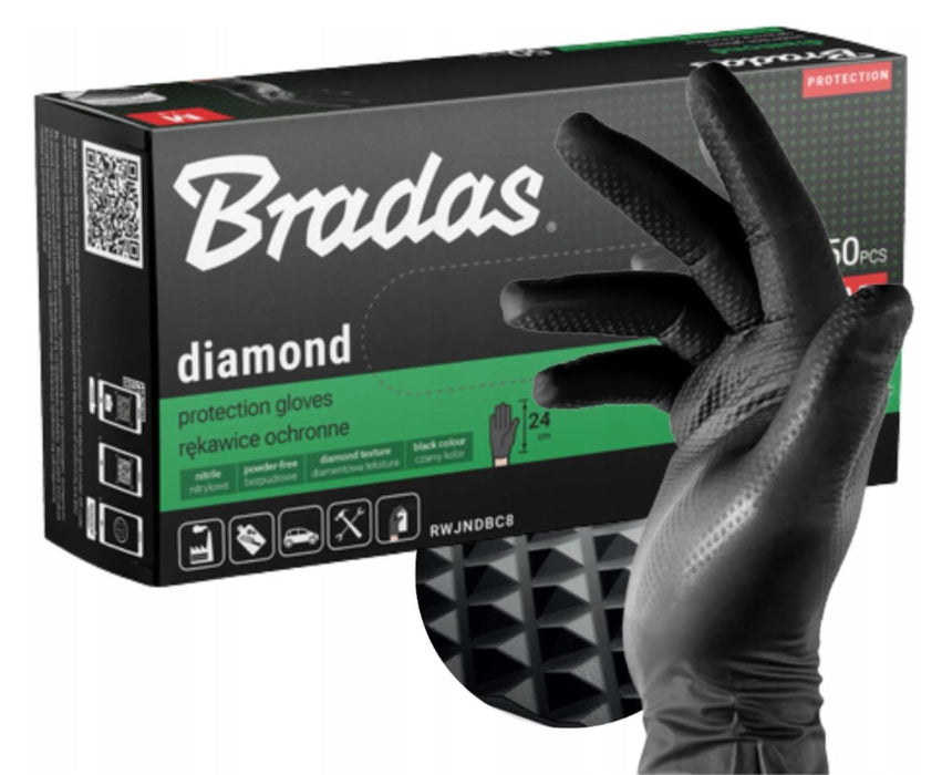 NITRILE GLOVES 3D 50PCS BLACK XL