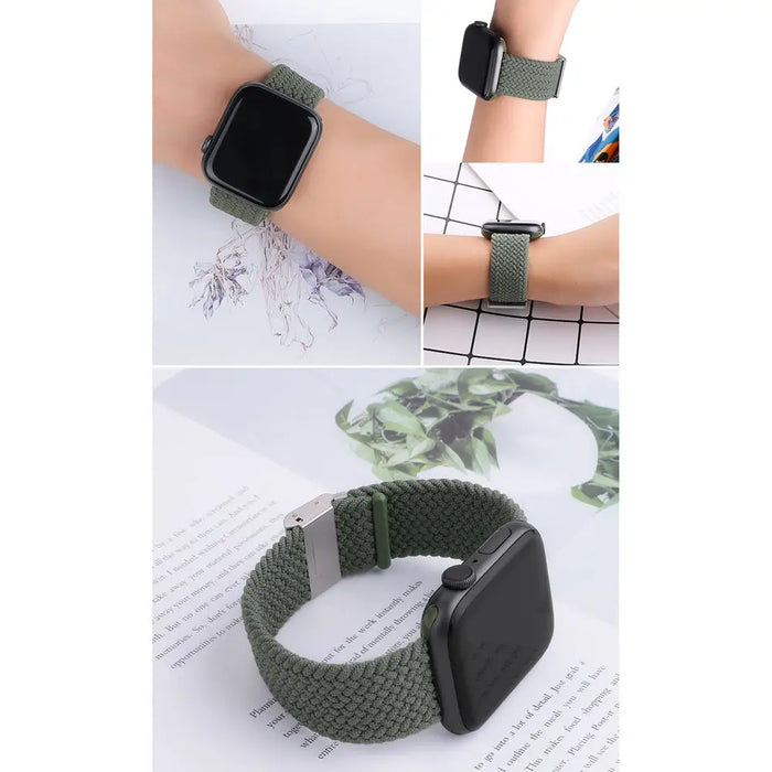 Braided Fabric Bracelet Strap Fabric Band for Apple Watch 38 / 40 / 41 mm - Black and White - Cell phone cases