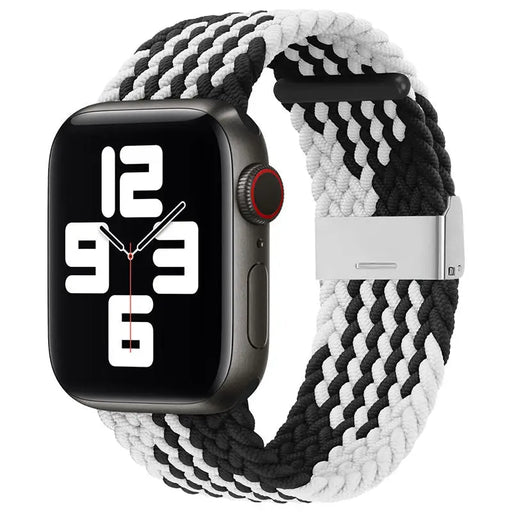 Braided Fabric Bracelet Strap Fabric Band for Apple Watch 38 / 40 / 41 mm - Black and White - Cell phone cases
