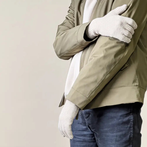 Braided telephone gloves with cutouts for fingers - beige - Cycling gloves<<<HurtelXML