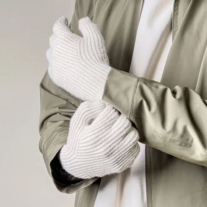 Braided telephone gloves with cutouts for fingers - beige - Cycling gloves<<<HurtelXML