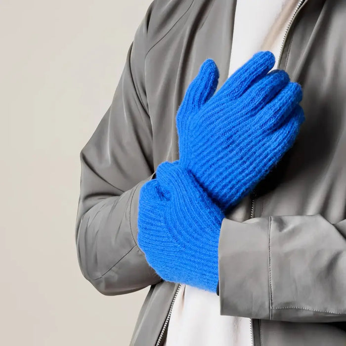Braided telephone gloves with cutouts for fingers - blue - Cycling gloves<<<HurtelXML