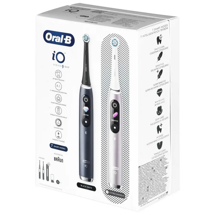BRAUN ORAL-B ELECTRIC TOOTHBRUSH IO 9N SET DUO BLACK ONYX & ROSE QUARTZ - Tooth brushesAGD-SDZ<<<Home Appliance