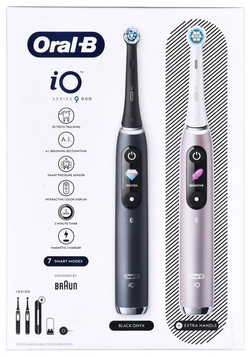 BRAUN ORAL-B ELECTRIC TOOTHBRUSH IO 9N SET DUO BLACK ONYX & ROSE QUARTZ