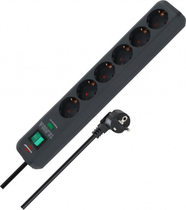 Brennenstuhl Eco black power strip 6x2P+E 1.5m with protection BR - 1159710