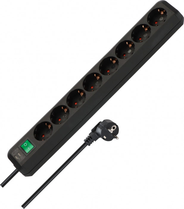 Brennenstuhl Eco black power strip 8x2P+E 3m BR - 1159300018
