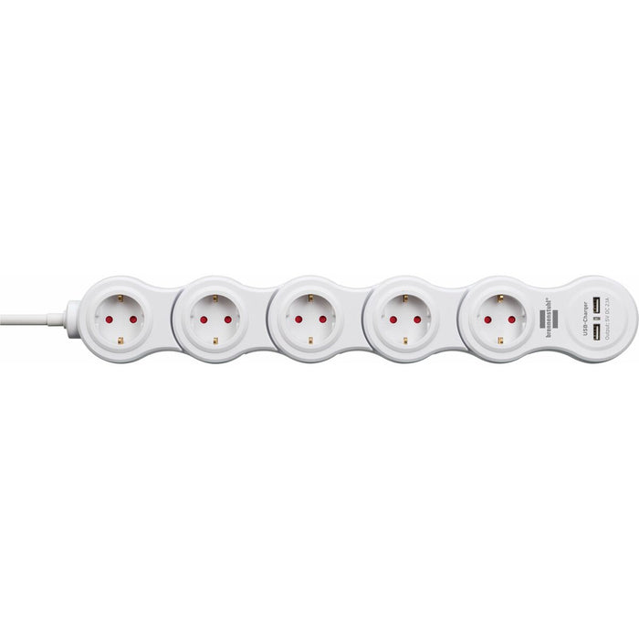 Power Socket - 5 sockets with Switch Brennenstuhl Vario-Power White 3600 W USB x 2 (1,4 m)